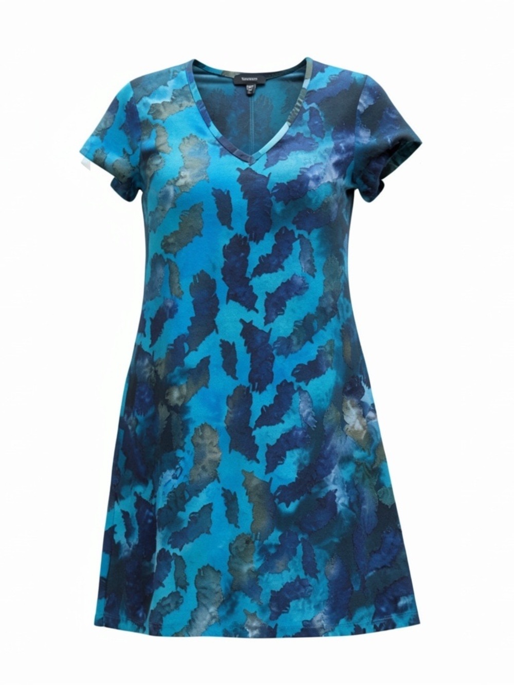 Karen Kane Teal and Navy V-Neck Dress with Pockets